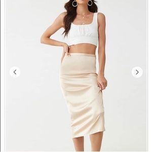 Forever 21 ✨ Champagne Satin Midi Skirt